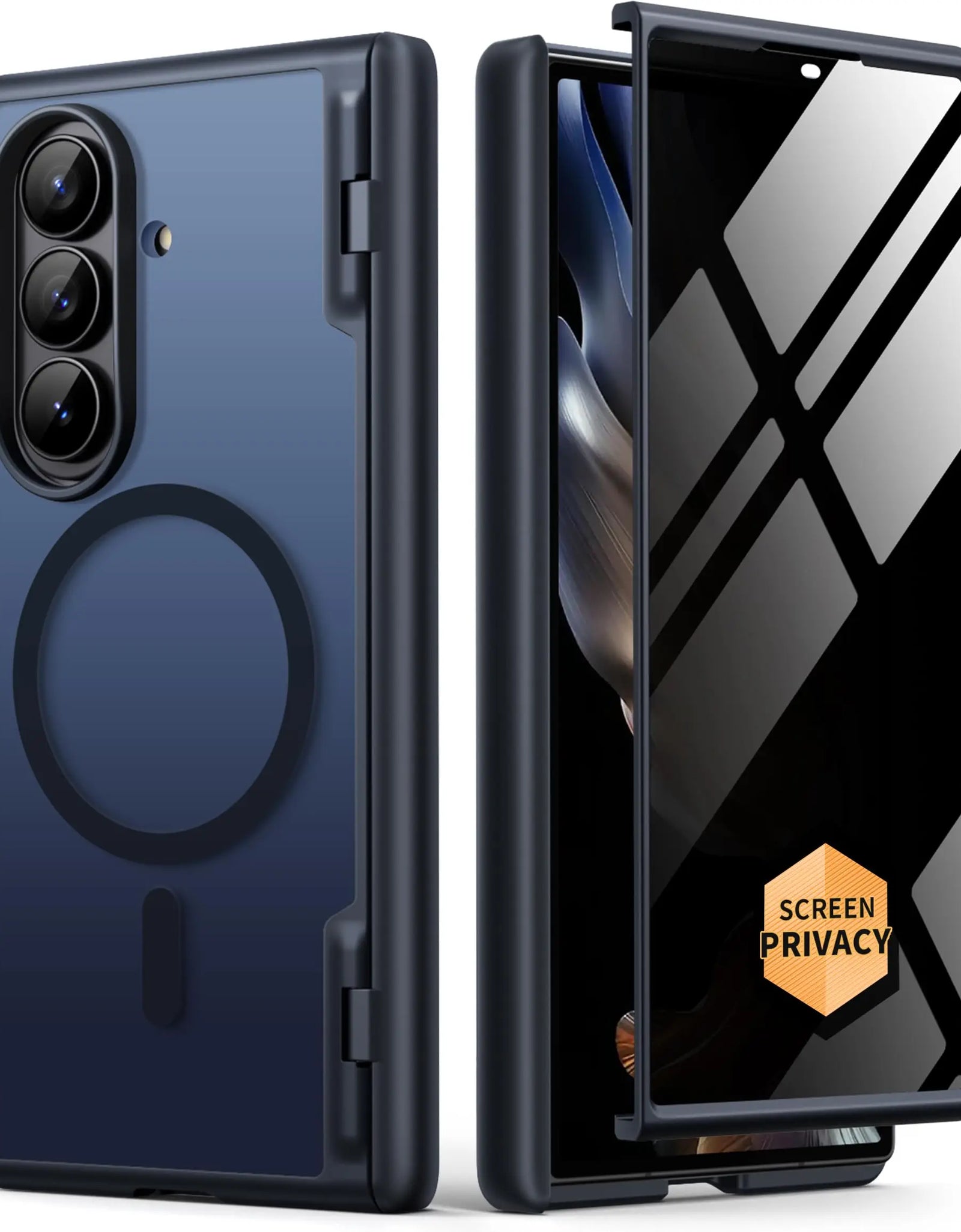 for Z Fold 7 Case with Privacy Screen Protector Full-Body Slim Coverage Hinge Protection Shockproof Phone Cover