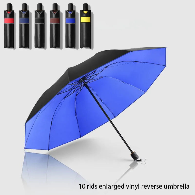 Triple Folding Windproof Reinforced Business Umbrella Dual Use Sun Rain Compact Travel Umbrella