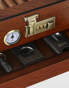 Cigar Humidor Cedar Wood Humidor Cigar Box Glass Top Desktop Humidor with Front Hygrometer Humidifier Divider Accessories Drawer