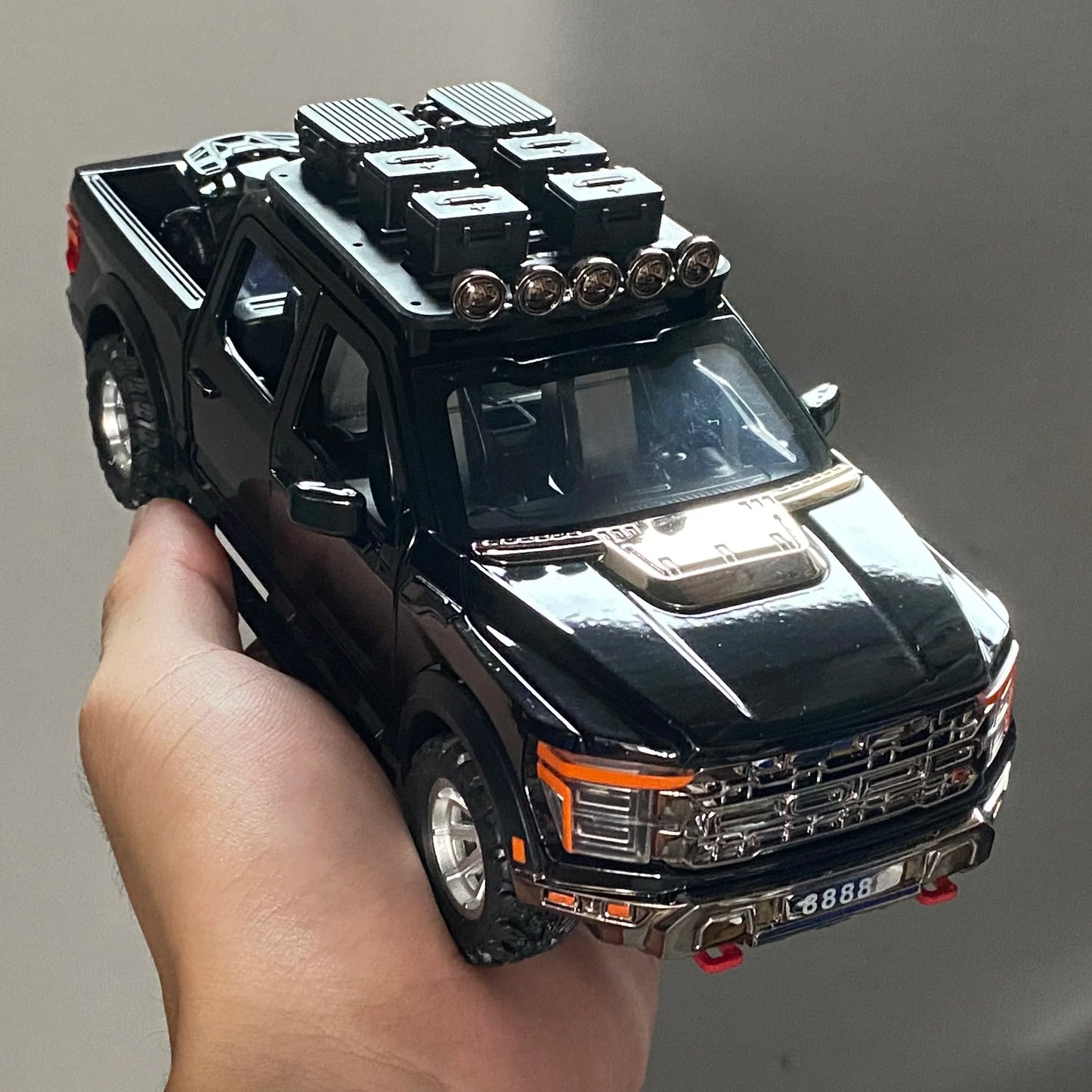 1:24 F150 Off Road Pickup Truck Alloy Diecast Metal Model Sound & Light Pull Back Toy Trendy Display Birthday Present For Friend