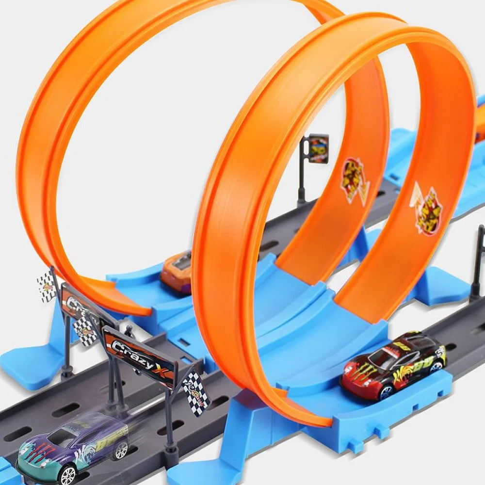 Stunt Speed Double Car Wheels Model Toys For  Racing Track Diy Assembled Rail Kits Educational Interactive Boy  Toy