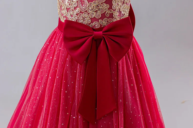 Girls Princess Dress - Fluffy Tulle Ball Gown with Bow Belt First Birthday Party Dress, Flower Girl Wedding Outfit
