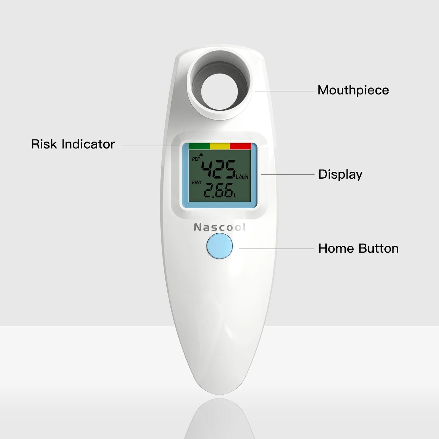 Digital Spirometer Peak Flow Meter for Asthma COPD (PEF) and Forced Expiratory Volume (FEV1) Smart Personal Portable Espirometer