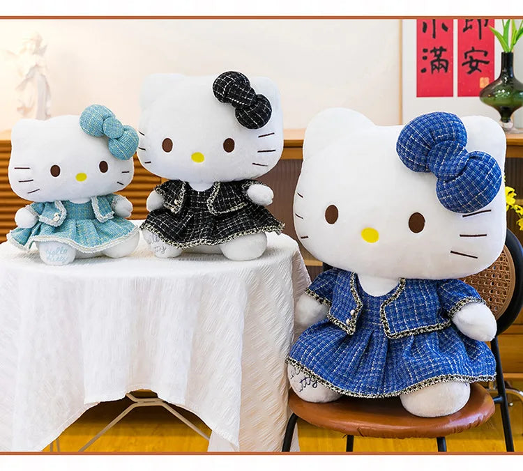 Sanrio Kawaii Hello Kitty Stuffed Doll Cute Princess Style KT Cat Plush Toy Anime Cartoon Kitten Doll for Kids Birthday Gift