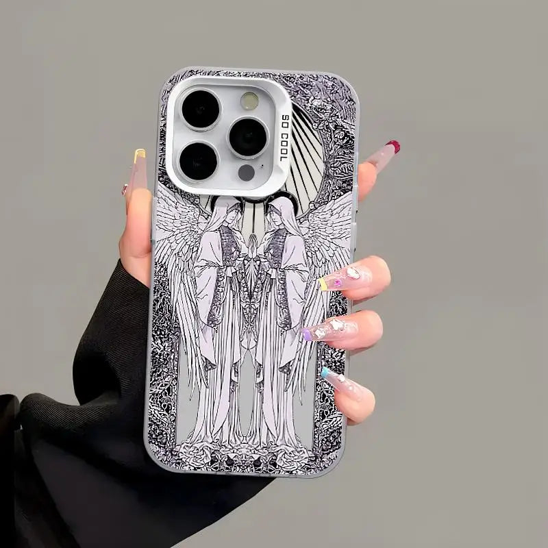 Retro Matte Angel Cupid Phone Case for iPhone 15 14 15 Plus Shockproof Hard Cover