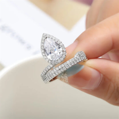 Romantic Heart Zirconia Bridal Rings