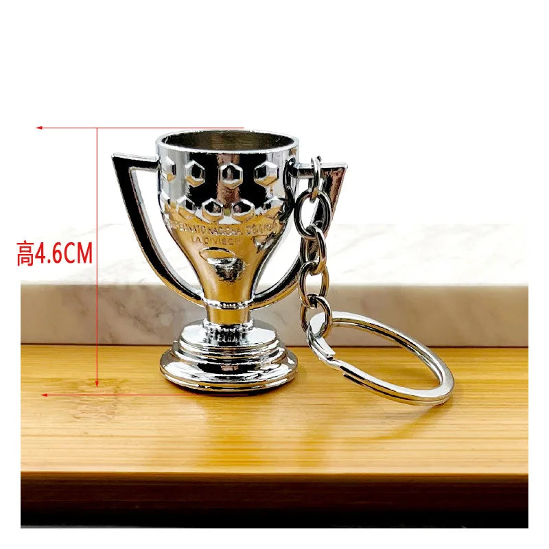 Football Trophy Metal Keychain Soccer Fan Collectible Pendant Gift