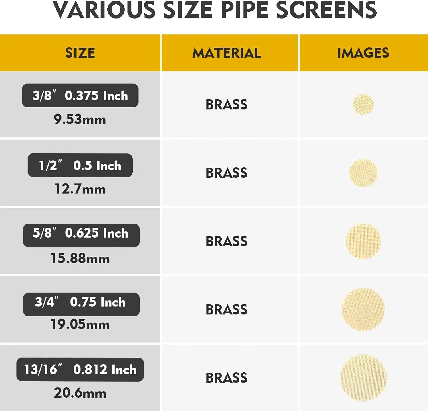 200pcs Brass Pipe Screens,Metal Pipe Filter Screen with Storage Box