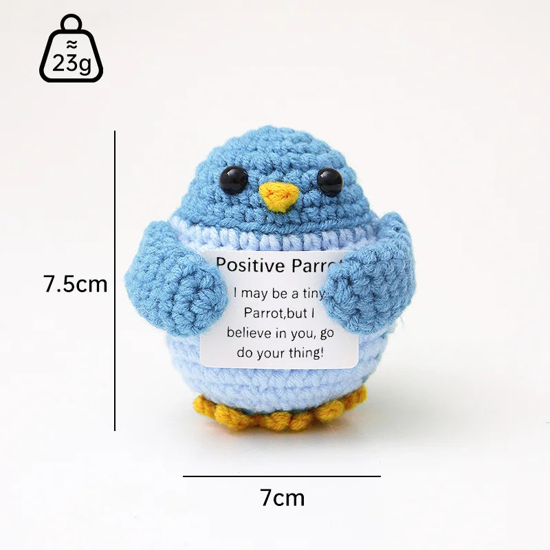 3 Pcs Positive Crochet Hedgehog Doll with Affirmation Card Home Room Decoration Funny Handmade Plush Doll Ornaments Christmas Gifts