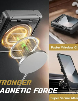 For Z Flip 7 FE/Z Flip 6 Cases Built-in  Ring Stand with Magsafe Full Coverage Hinge Protection Screen Protector Cover