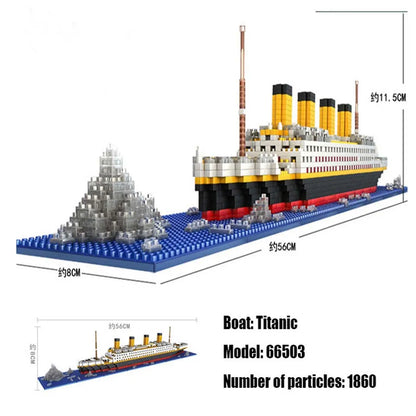 1860 pcs Blocks Titanic Cruise Ship Model Boat Model DIY Assemble Building Blocks Classical Brick Toys Xmas Gift For Children