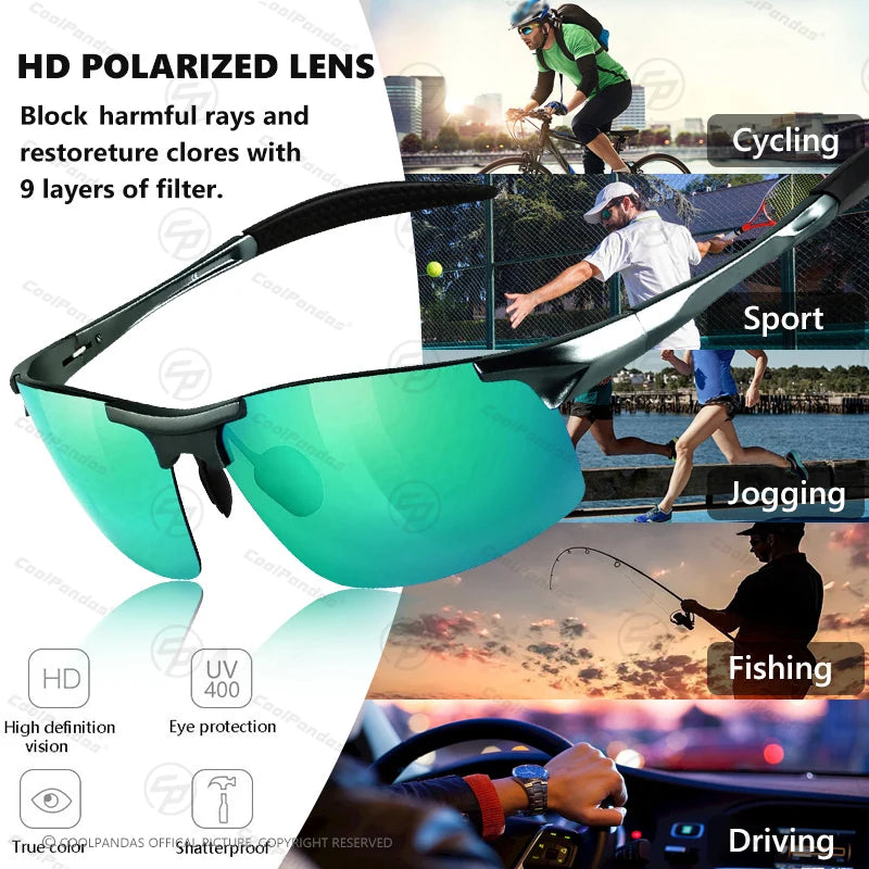 Aluminum Polarized Sunglasses UV400 Anti-Glare Driving Glasses Outdoor Rectangle Shades for Men