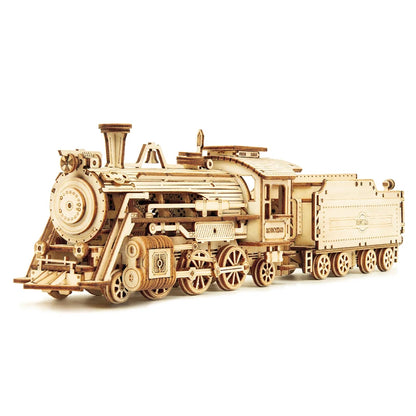 3D Wooden Puzzle Montessori Toys Steam Train, Army Jeep, Heavy Truck Model Building