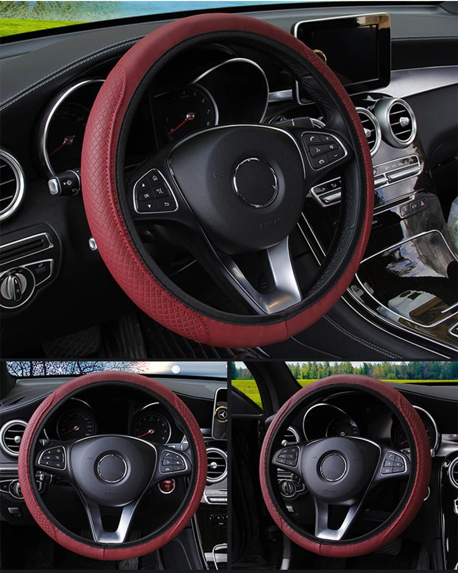Universal Microfiber Leather Car Steering Wheel Cover 37CM 39CM