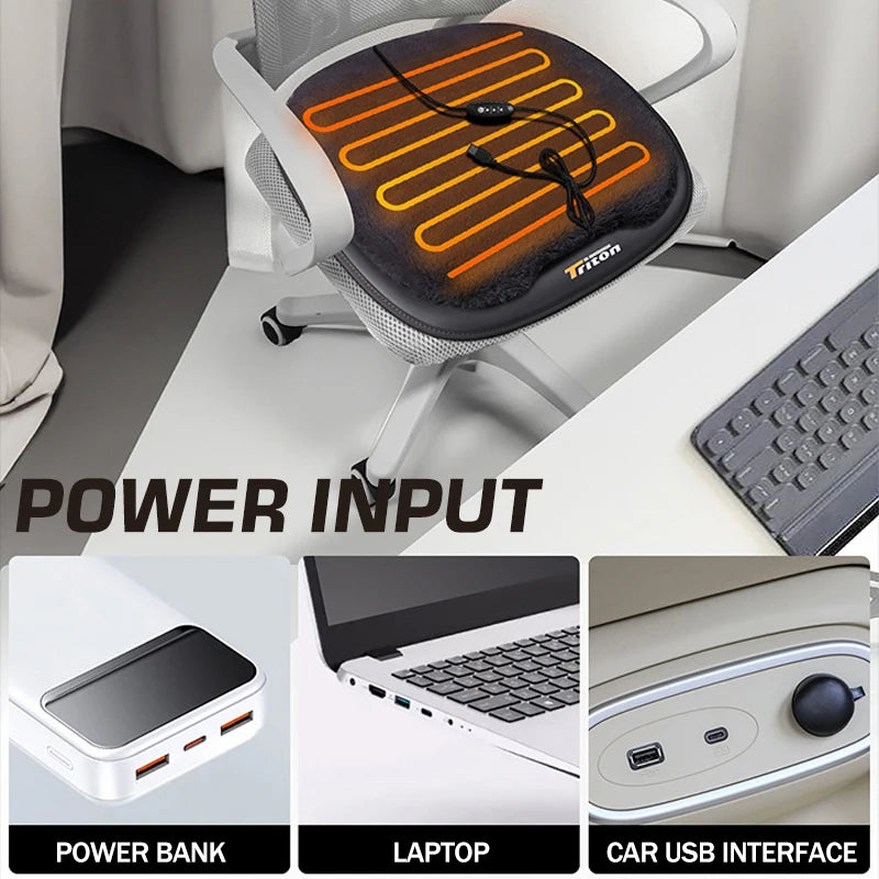 Heated Car Seat Cover USB 30' Fast Car Seat Heater Warm Plush Comfortable Heating Hot Car Seat Cushion Seat Heating Cover Pads