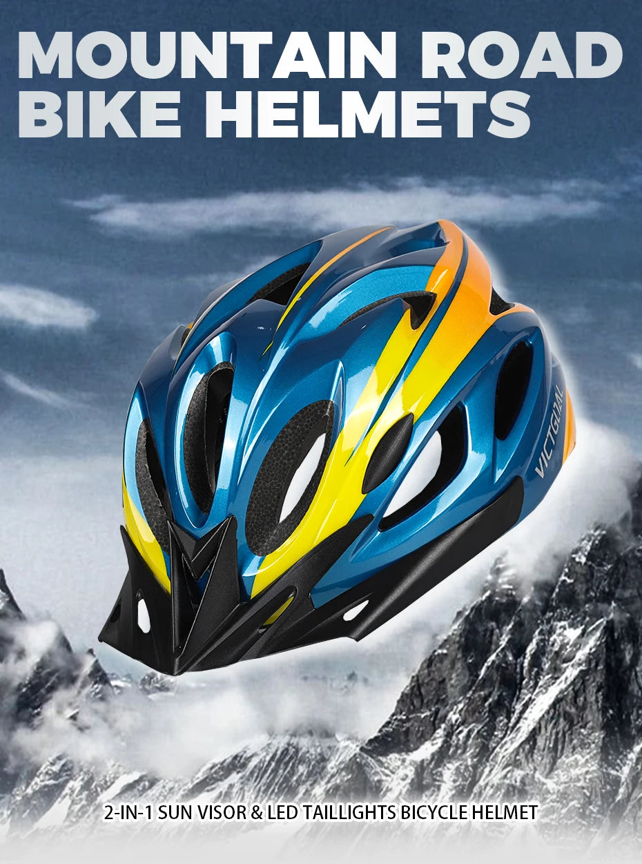 Ultra Light LED Cycling Helmet With Visor For Road And Mountain Bike