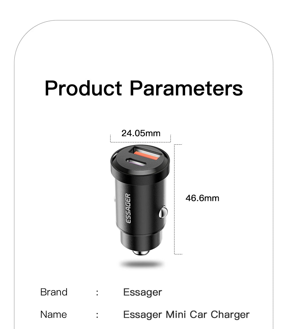 30W / 45W USB-C + USB-A Fast Car Charger (PD + QC 4.0)