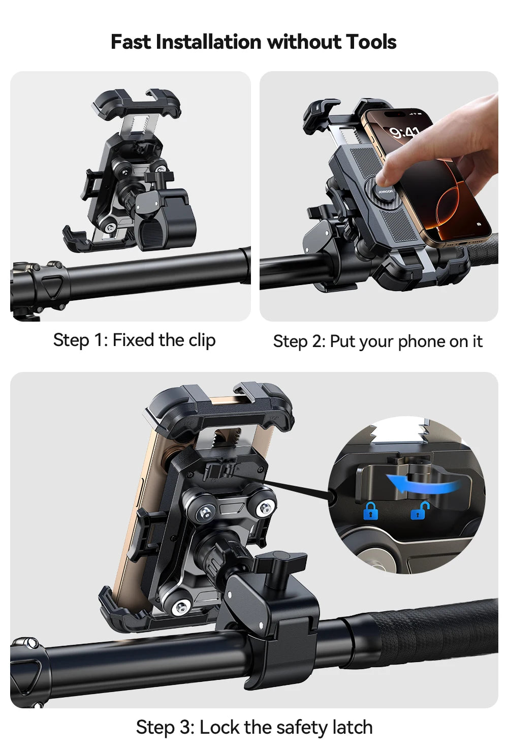 Motorcycle Phone Mount Anti Vibration Phone Holder for Motorcycle Handlebar Bike Phone Mount for iPhone for 4.7-7” Phone