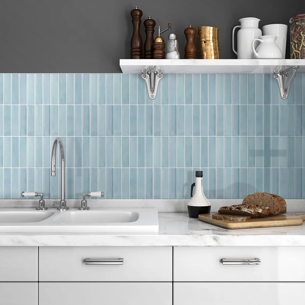 10pcs 3D Tile Stickers, Self-adhesive Green Tile Backsplashes for Kitchen, Bathroom Walls, Water and Mold Resistant, Matt, 30x30cm