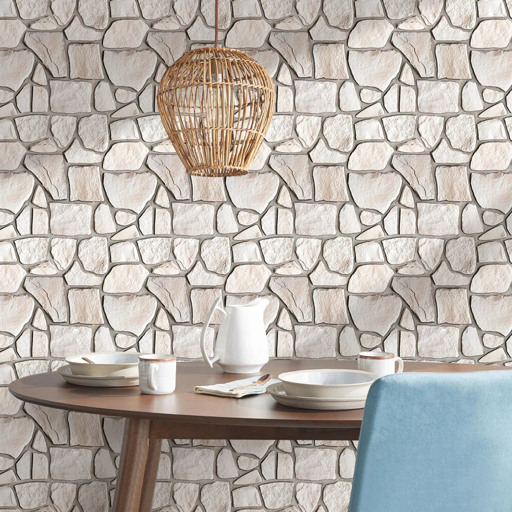 10pcs 3D Faux Stone Wall Panels, Self-adhesive Tile Stickers for Living Room, TV Background, Water and Mold Resistant, 30x30cm