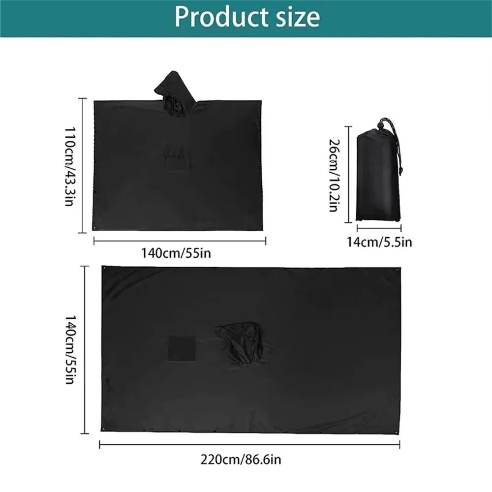 3 in 1 Military Camouflage Waterproof Rain Poncho with Hood