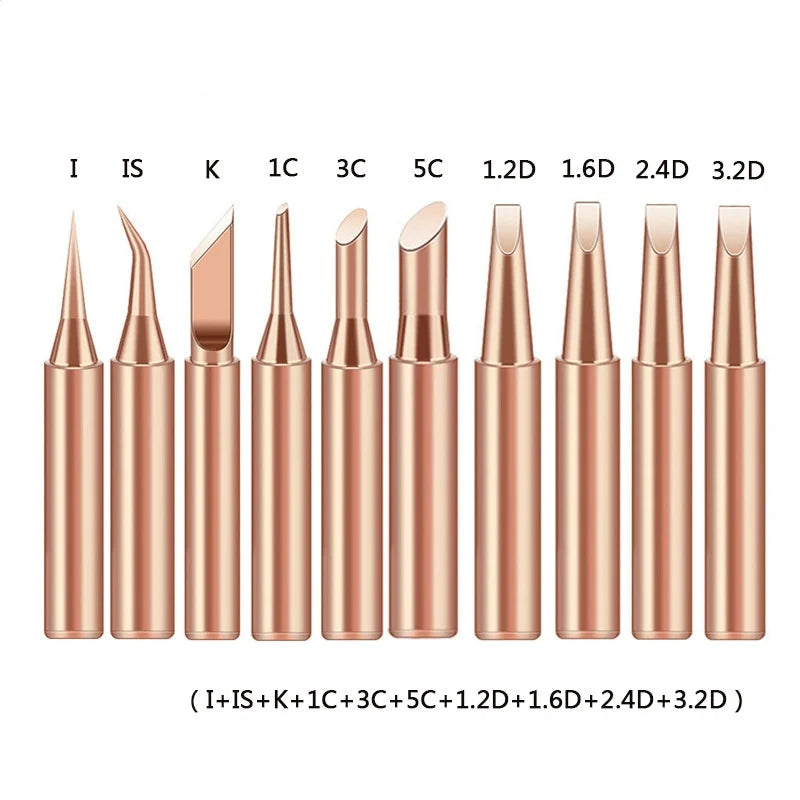10Pcs Soldering Iron Tip Pure Copper 900M Soldering Iron Head Set Inside Hot Bare Copper Electric Soldering Iron Welding Tools