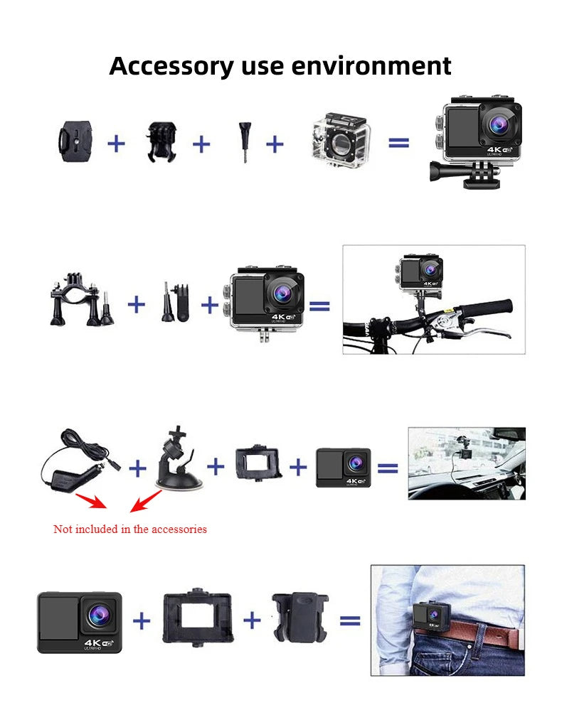 Action Sports Camera 4K Action Cam Pro Touchscreen Helmet Motorbike Helmet Cameras Video Recording Outdoor Waterproof WiFi