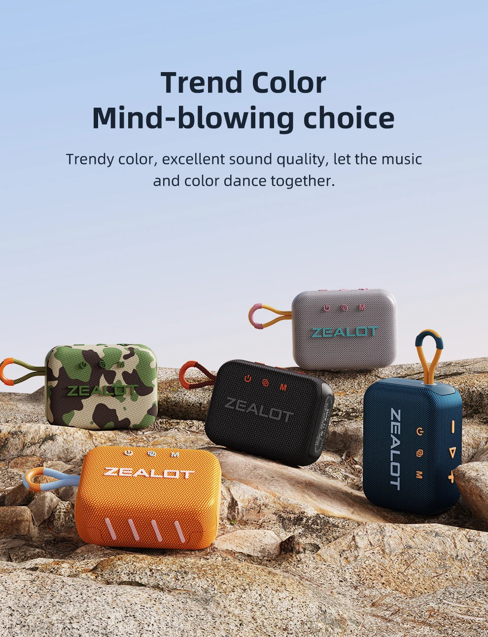 ZEALOT S75 Outdoor Portable Speaker Dual-Driver Bluetooth Speaker, IPX6 Waterproof, True Wireless Stereo for Outdoor