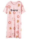 Women’s Cotton Nightgown – Korean Style Cute Print, Summer Short Sleeve Sleepwear Dress