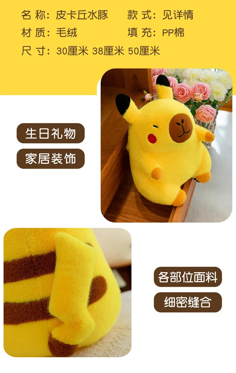 30/38/50cm Pokemon Cute Pikachu Capybara Big Szie Plush Toy Kawaii Stuffed Doll Animals Soft Pillow Doll Kids Toys Birthday Gift