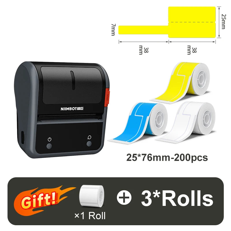 B3S Barcode Thermal Label Printer, Bluetooth Wireless Sticker Maker 20–75mm, Portable Inkless Label Printer for Clothing Jewelry & Shipping