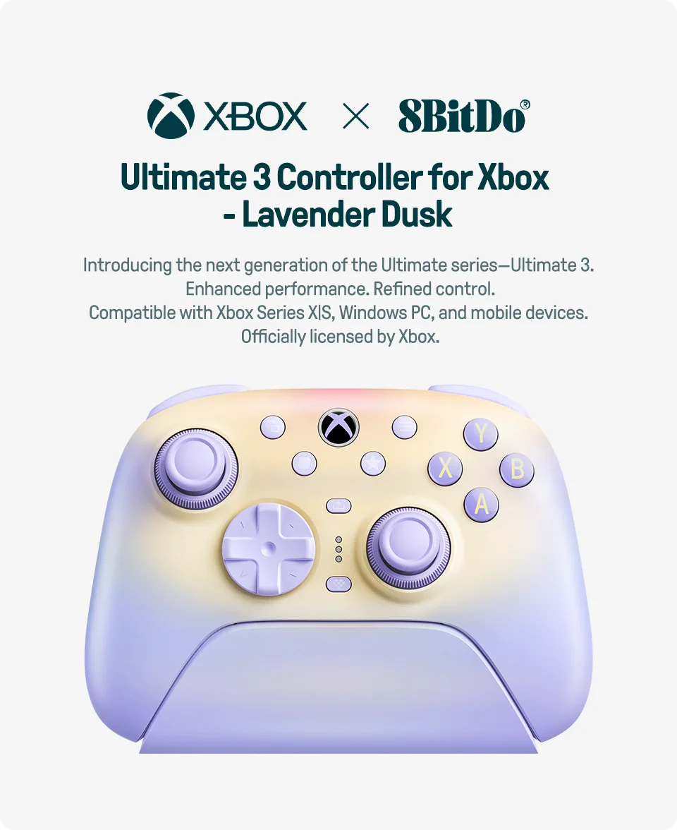 Wireless Gaming Controller with Adjustable TMR Joysticks for Xbox and PC Lavender