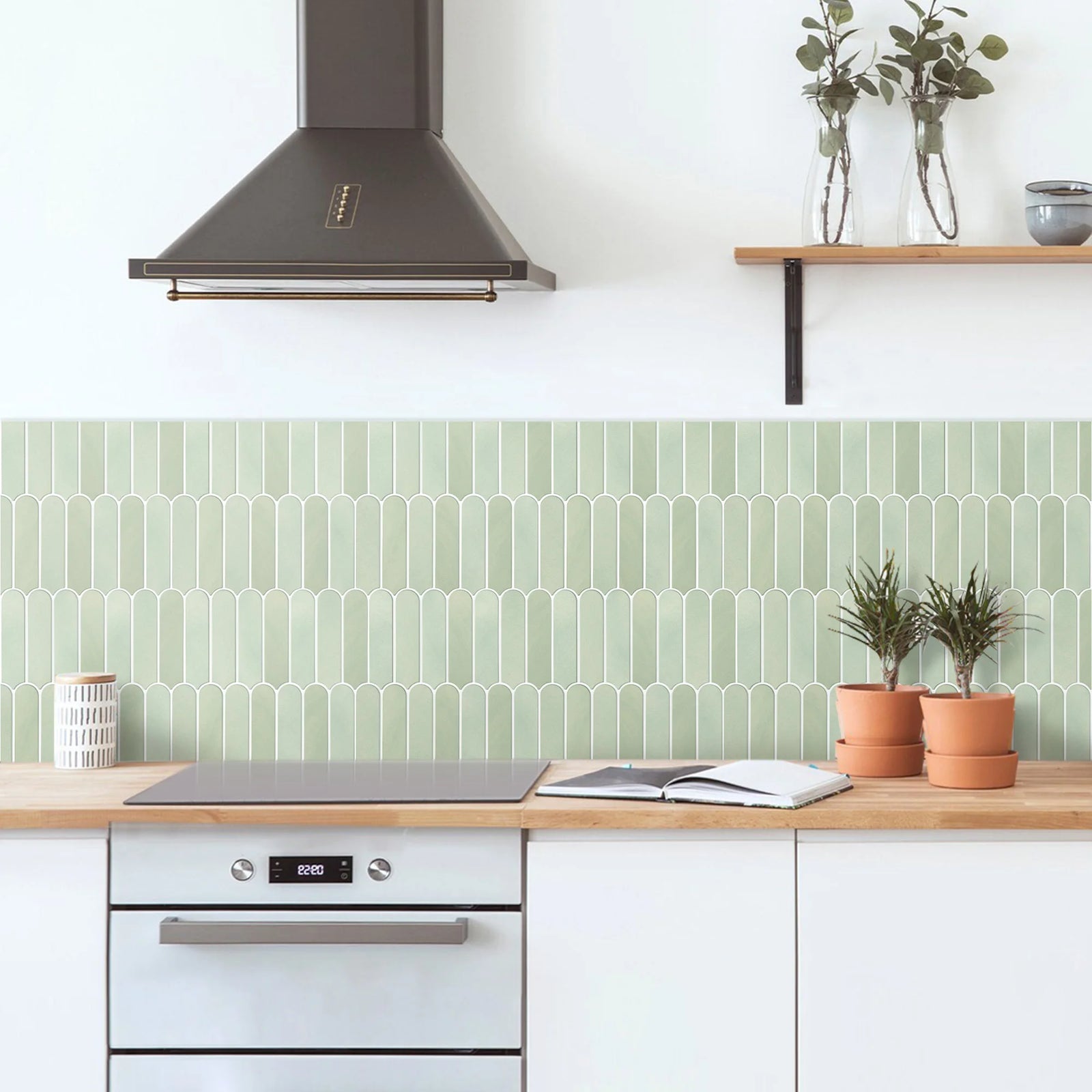 10pcs 3D Self-adhesive Wall Tiles, Fish Scale Tile Backsplash Peel and Stick, Mold Resistant Bathroom Tile Stickers, 30cm x 30cm