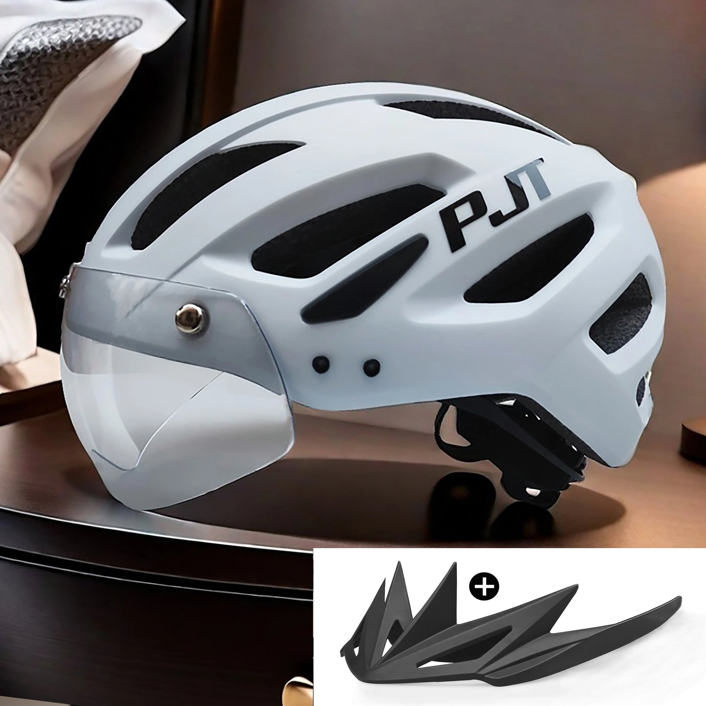 Rechargeable LED Cycling Helmet With Visor For Road And Mountain Bike