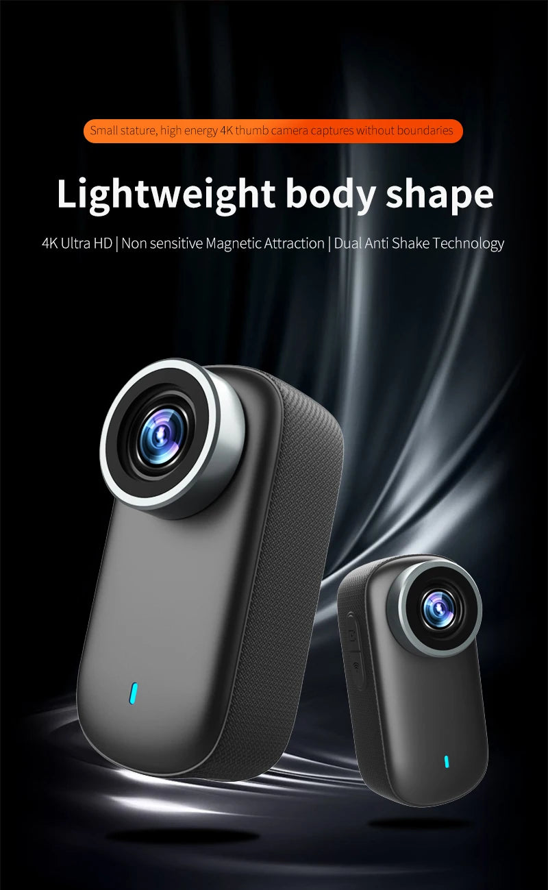 4K WiFi Mini Action Camera Outdoor Sport Thumb Pocket Camera Portable Helmet Motorcycle Camcorder for Vlog Cycling Body Cam