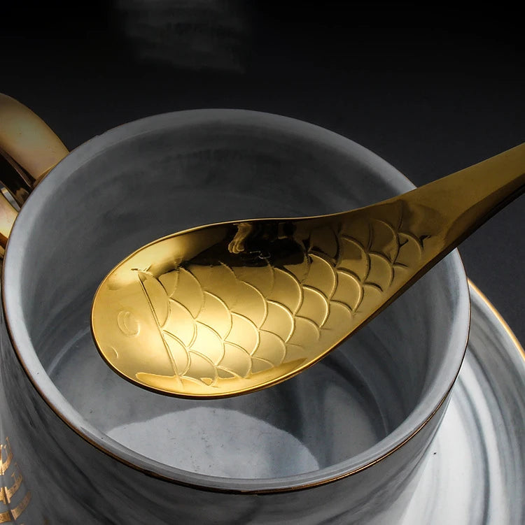 Cute Fish-Shaped Stainless Steel Soup Spoon, Food Grade Cutlery for Ice Cream Desserts, Creative Mermaid Spoon Kitchen Tableware