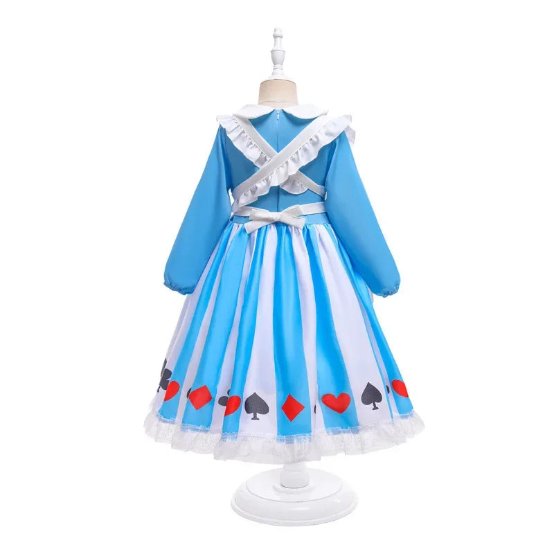New Christmas Girls Lolita Dress Children Long Sleeve Two-piece Alice Princess Costume Cosplay Maid Clothing for Halloween