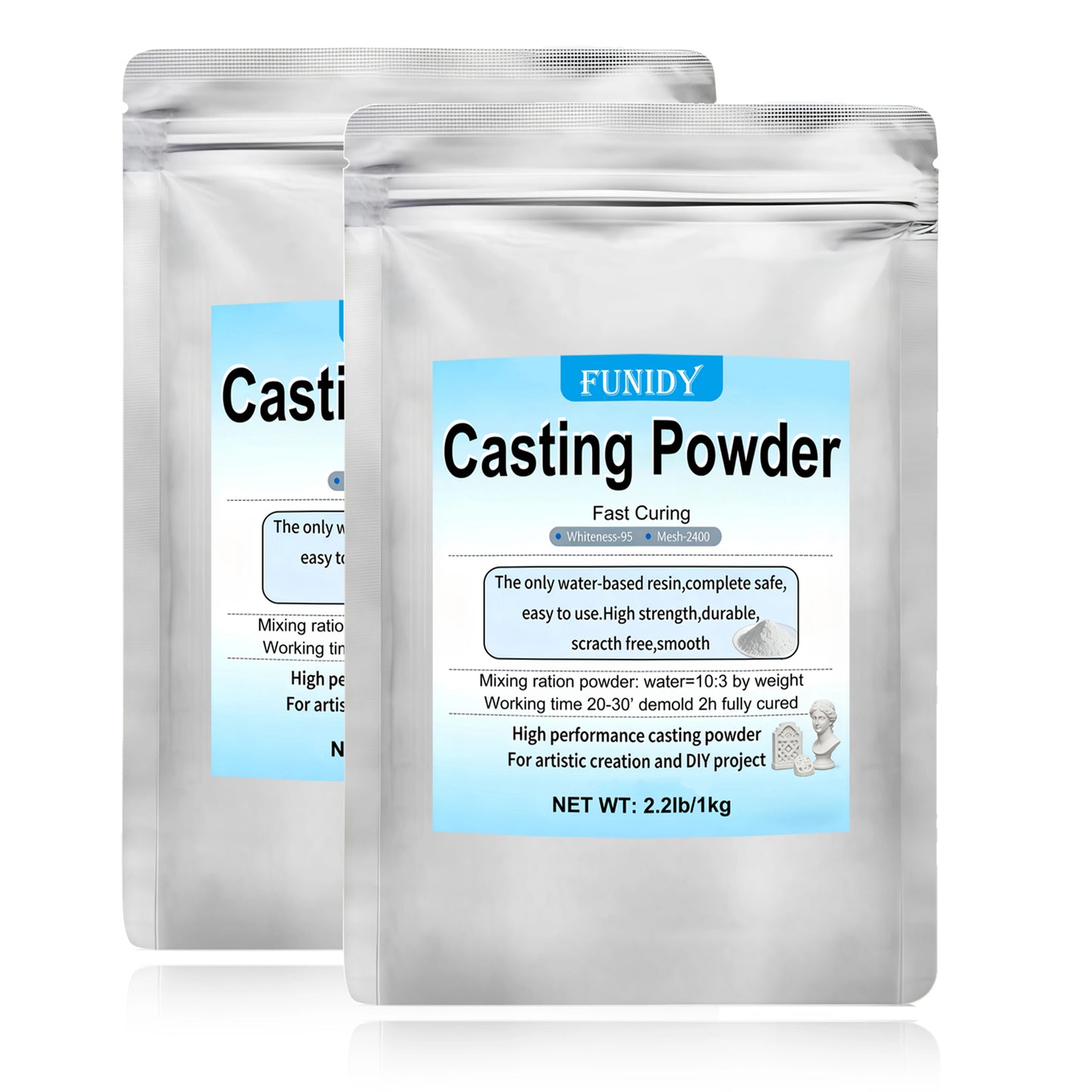 Resin Casting Powder 1000g/2000g/3000g – Fast Demold 20–30 Min, Self-Leveling Plaster for Craft Casting