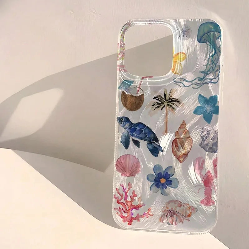 Ocean Elements Personalized Pattern Soft Phone Case For iPhone 17 16 Pro Max 16E 14 15 PRO Air Cases