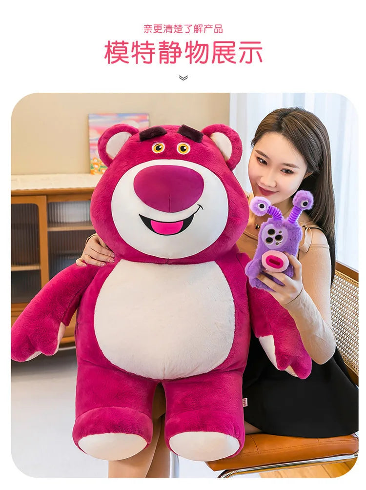 80cm Kawaii Strawberry Bear Plush Toy Bia Size Lotso Stuffed Doll Large Soft Animal Kids Birthday Gift for Girls and Children