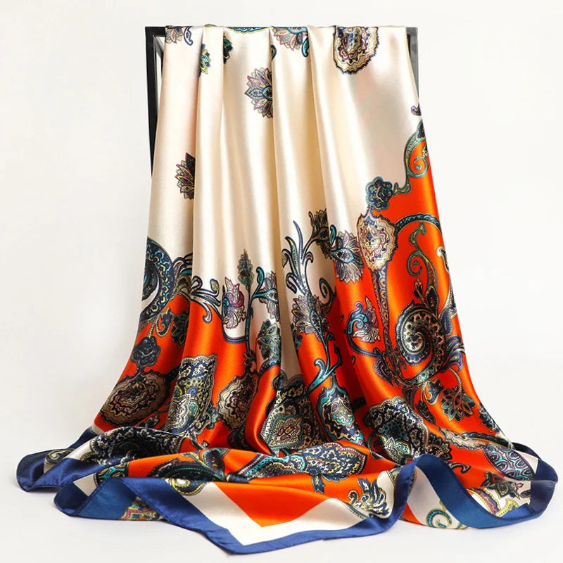 Square Women Scarves Silk Office Ladies Hair Neck Bandanna Headband Foulard Headcloth Muslim Headscarf Female muffler