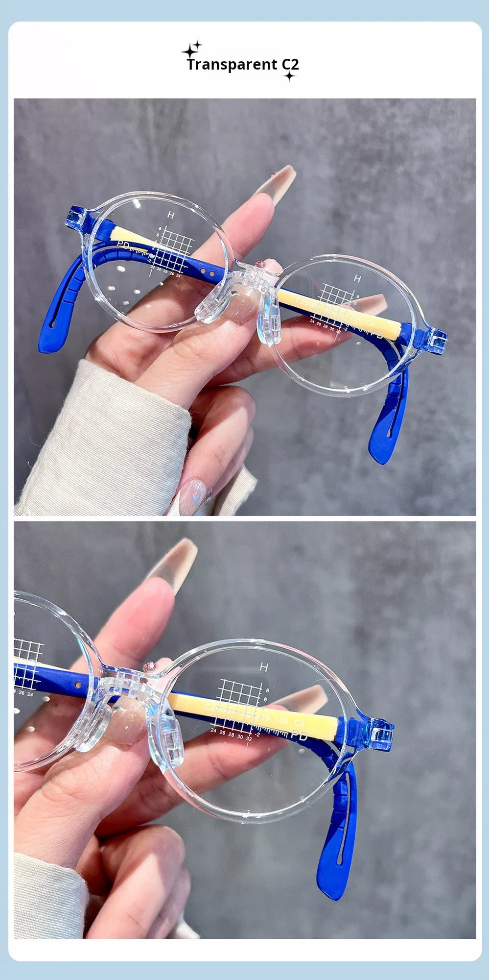 Retro Round Lightweight Flexible Plastic Eyeglasses Frames
