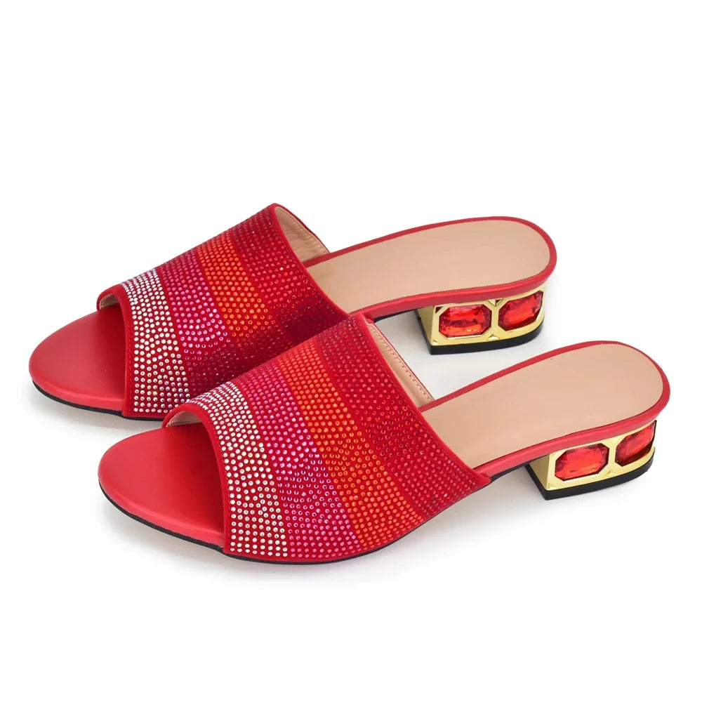 Wedding Shoes for Bride Party Shoes and Slippers Decorated with Rhinestone Nigerian Women Party Pumps