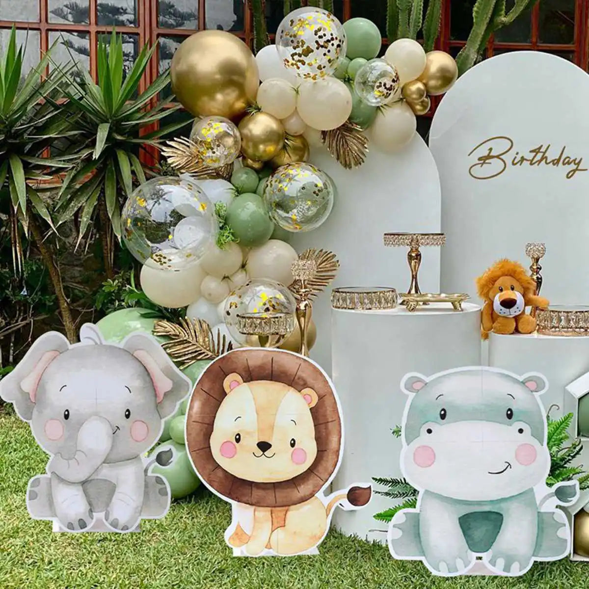 70cm Big Jungle Animal Party Stand Ornament Safari Happy Birthday Party Decoration Kids Jungle Woodland Party Decor Baby Shower