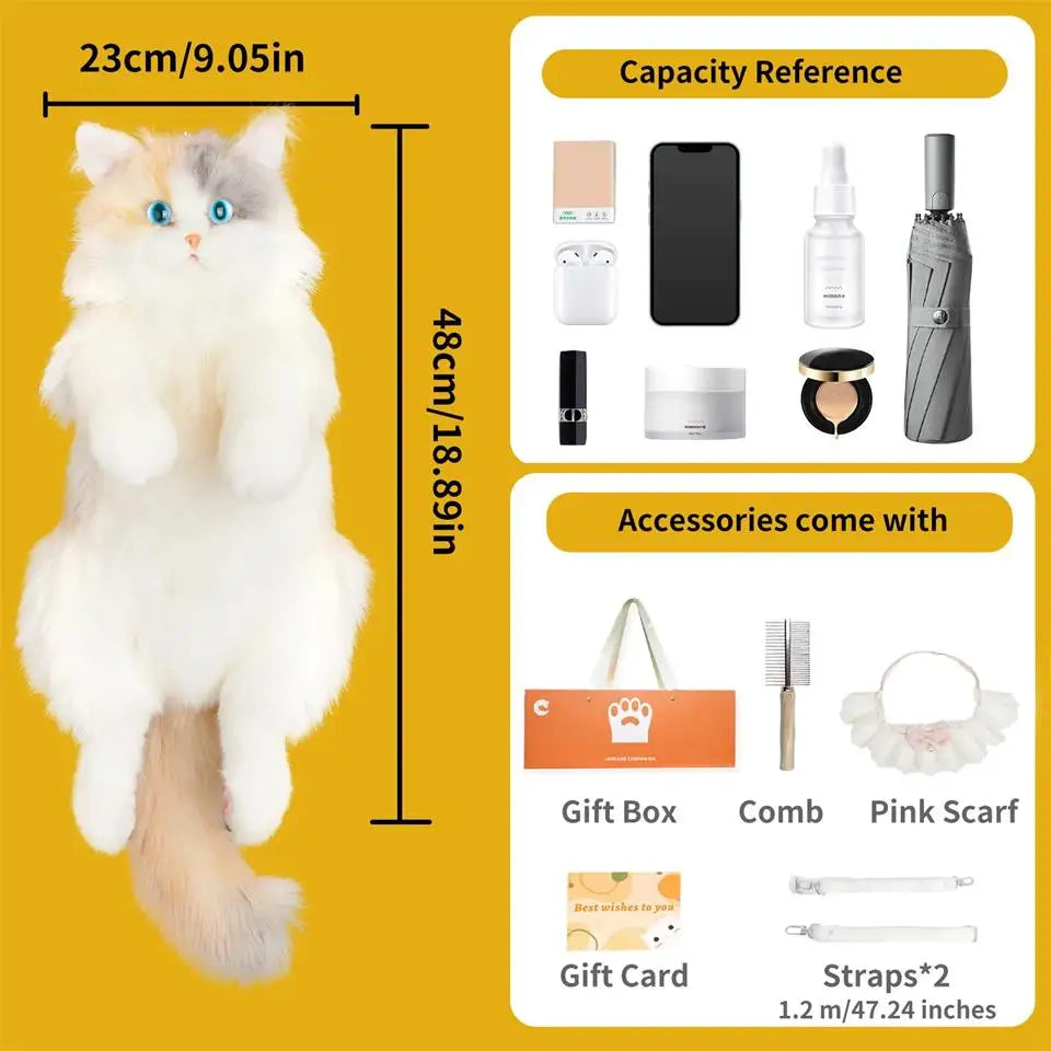 Mini Calico Cat Plush Backpack Soft Shoulder Bag