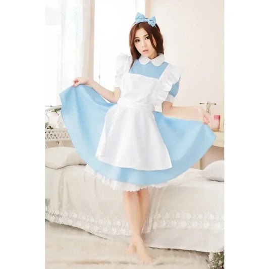 Blue Light Tone Lolita Maid Costume Cos Maid Costume Maid Costume Stage Performance Costume Alice in Wonderland