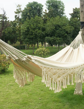 Hammock Large Brazilian Macrame Fringe Double Deluxe Hammock Swing Net Chair Outdoor Hanging Hammock Swings