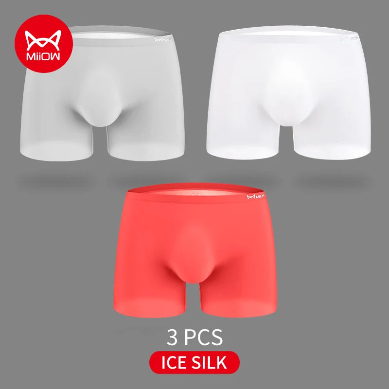 3-Pack Ultra-Thin 120S Ice Silk Men’s Breathable Boxer Shorts