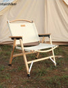 Outdoor Chair Camping Folding Portable Backrest Chair Camping Leisure Faux Wood Armrest Fishing Garden Chair