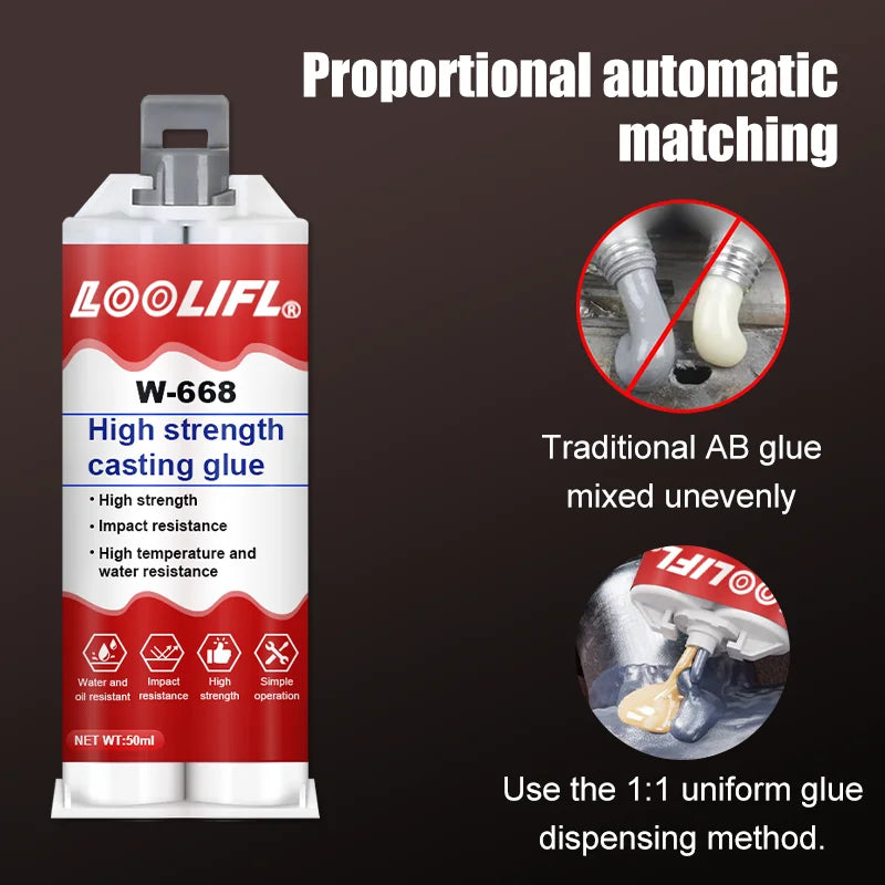 50ml Metal repair adhesive high-strength adhesive sealant welding metal adhesive strong thermal resistance casting AB adhesive